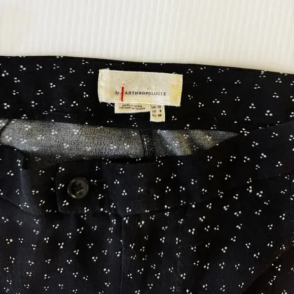 Anthropologie Skirted Wide Leg Pants Black Polka Dot Culottes Skirty Festival 8 - Picture 6 of 16